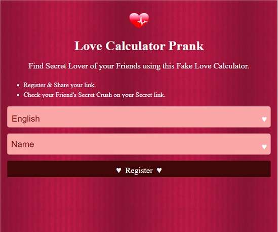 Love Calculator Prank