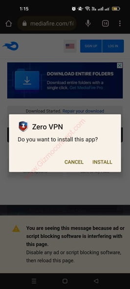 Install Zero VPN